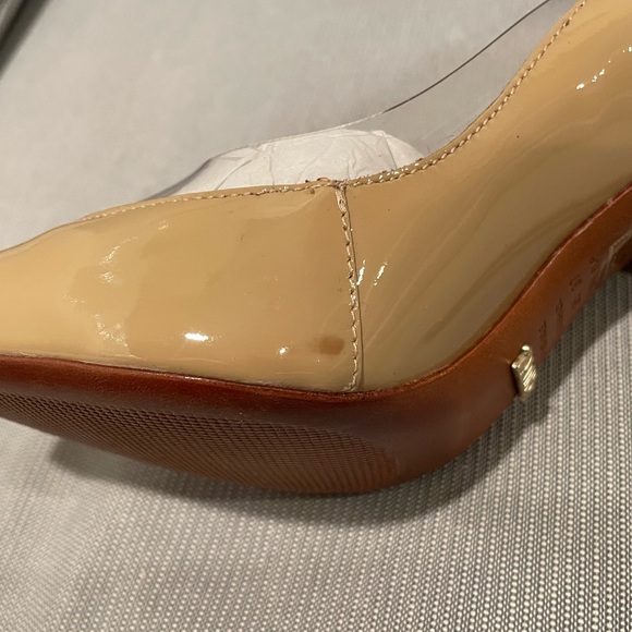 NEW Schutz Tan Patent Clear Scalloped Border Pointed High Heels 6 - Picture 8 of 16